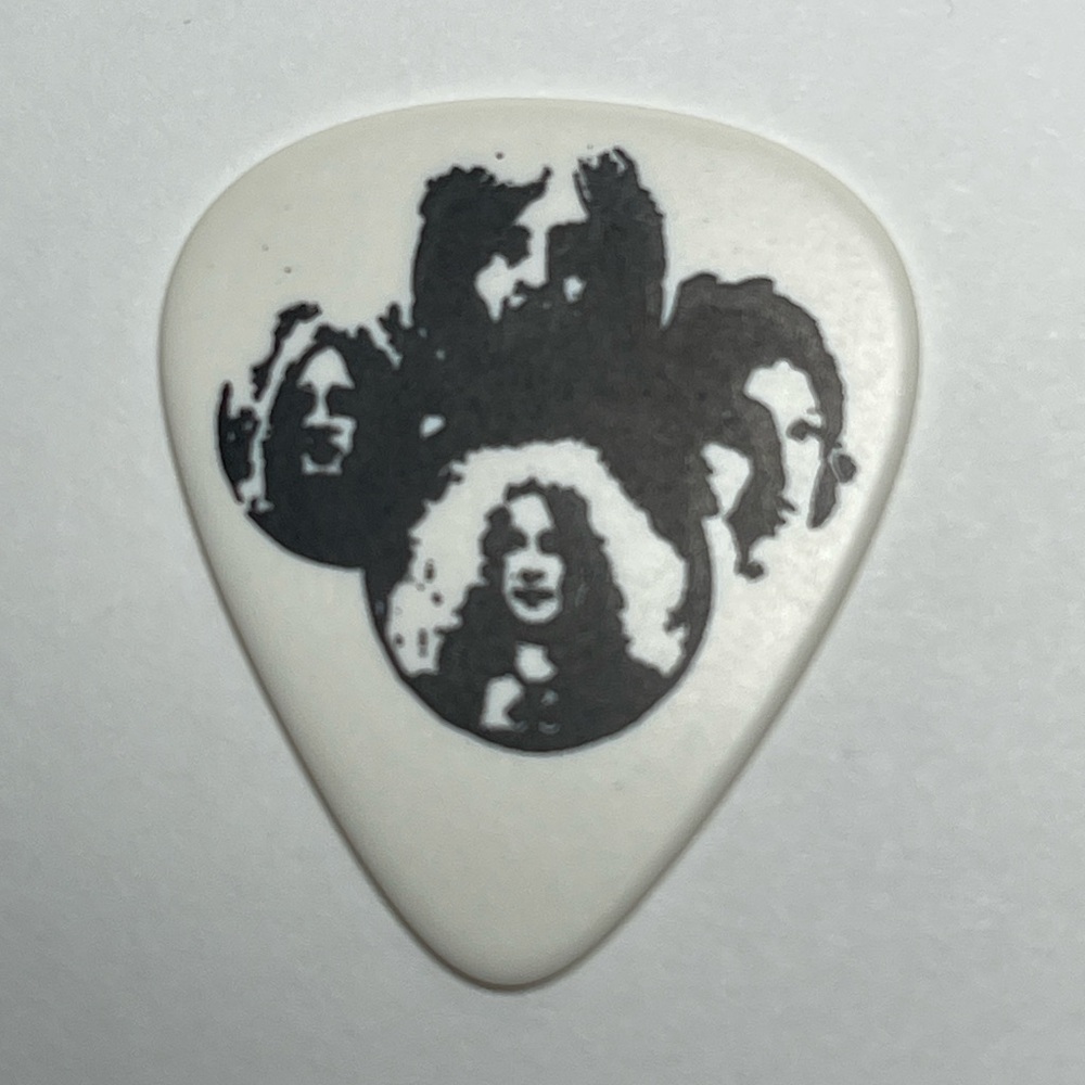 White Led Zeppelin replica Guitar Pick with Black Band Design
